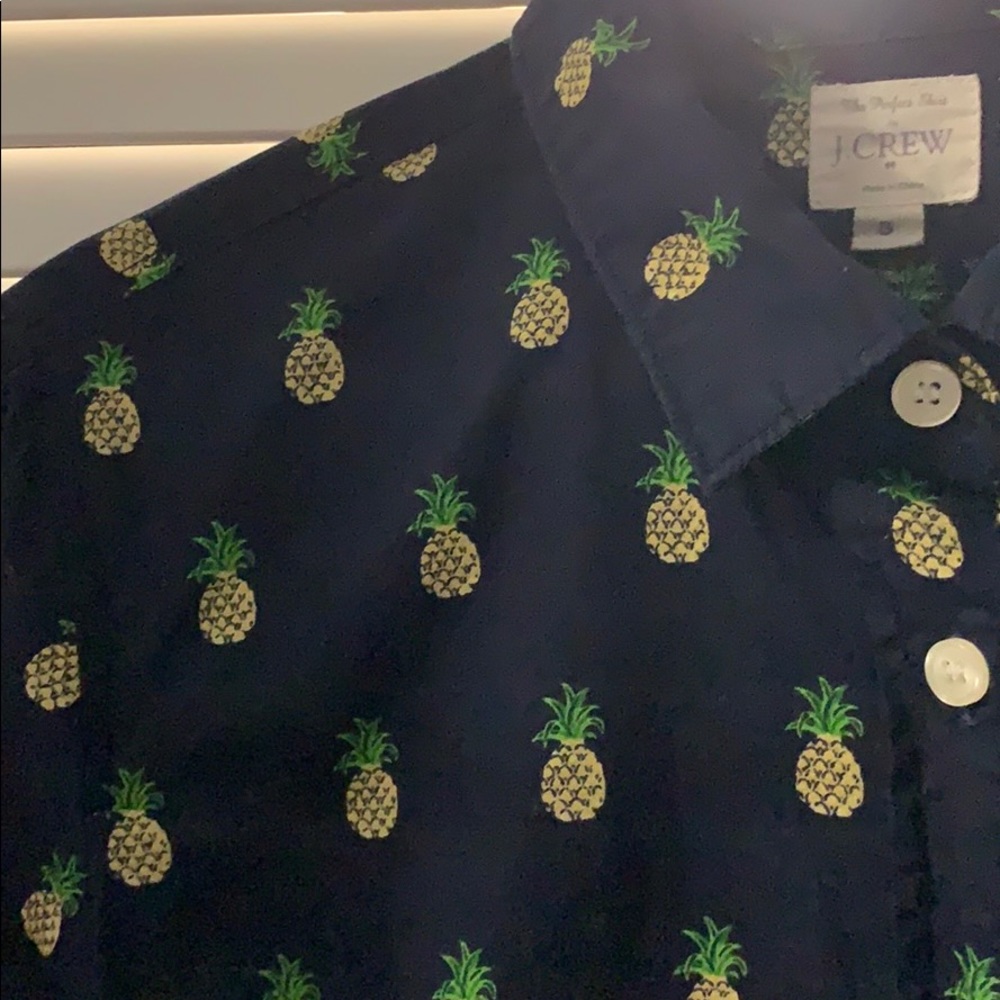 Navy patterned button-down